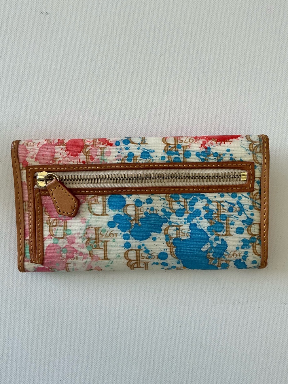 Dooney & Bourke Watercolor Graffiti Continental Wallet Multicolor DB Monogram - Picture 2 of 12